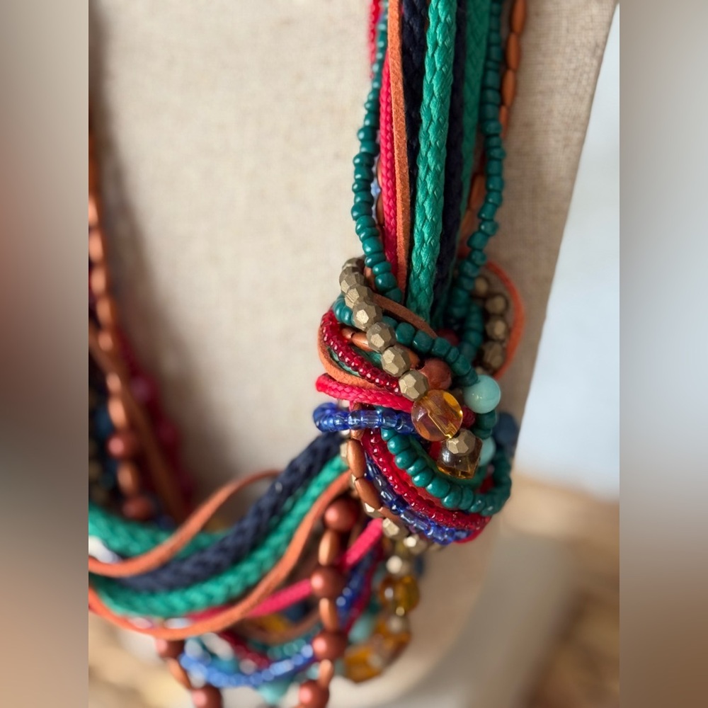 Gorgeous Multicolor Beaded Statement Necklace - image 3